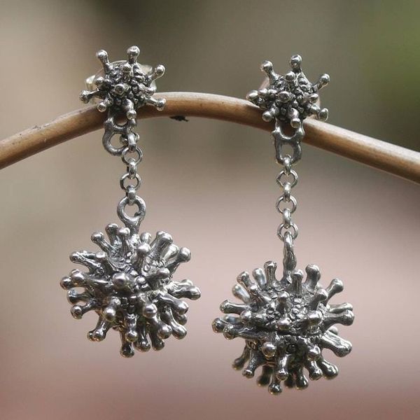 Alternate image for Handcrafted Sterling Silver Dangle Earrings Shimmering Protection