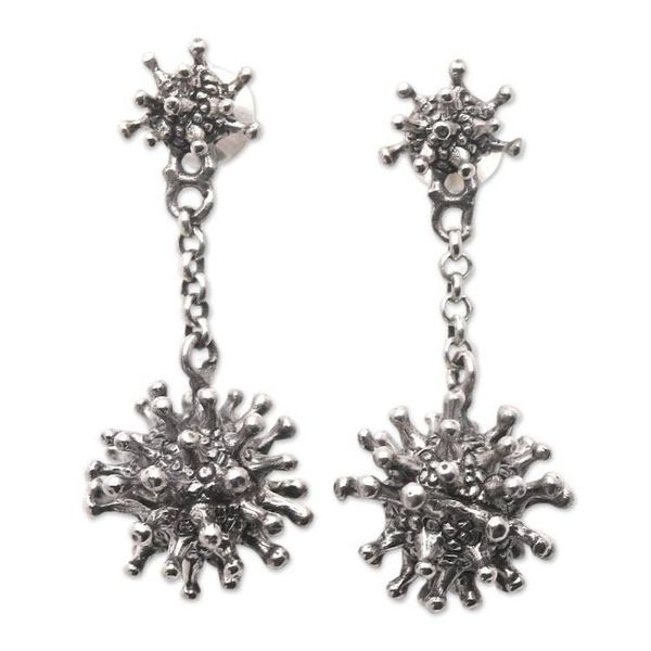 Alternate image for Handcrafted Sterling Silver Dangle Earrings Shimmering Protection