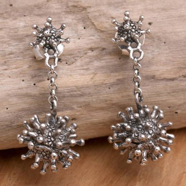 Alternate image for Handcrafted Sterling Silver Dangle Earrings Shimmering Protection