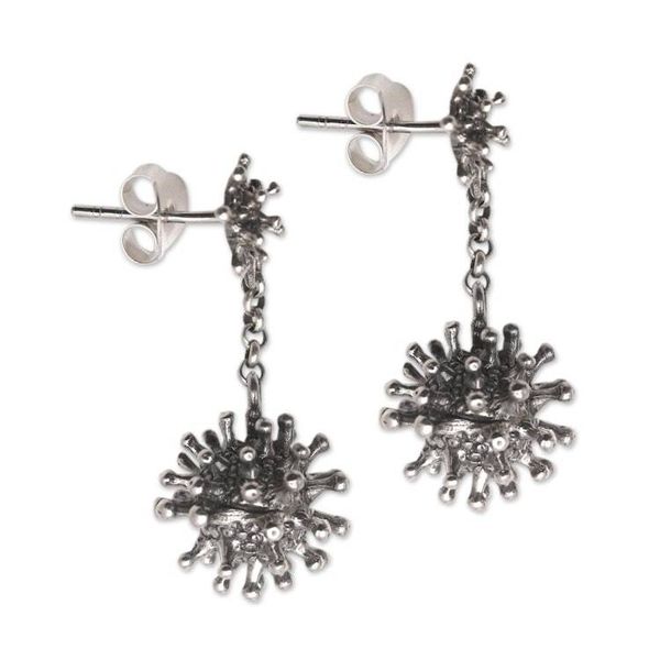 Alternate image for Handcrafted Sterling Silver Dangle Earrings Shimmering Protection