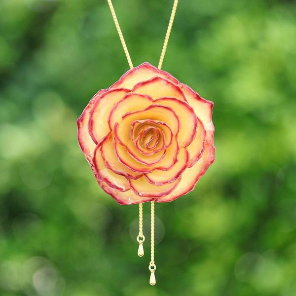 Alternate image for Genuine Rose and Gold Plate Necklace from Thailand Old Fashioned Garden Rose