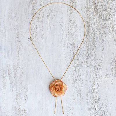 Alternate image for Genuine Rose and Gold Plate Necklace from Thailand Old Fashioned Garden Rose