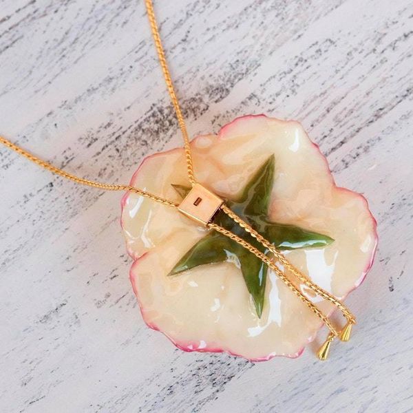 Alternate image for Genuine Rose and Gold Plate Necklace from Thailand Old Fashioned Garden Rose