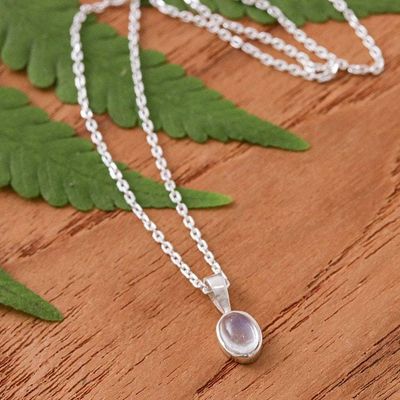 Alternate image for Natural Rainbow Moonstone Sterling Silver Pendant Necklace Pure Inspiration