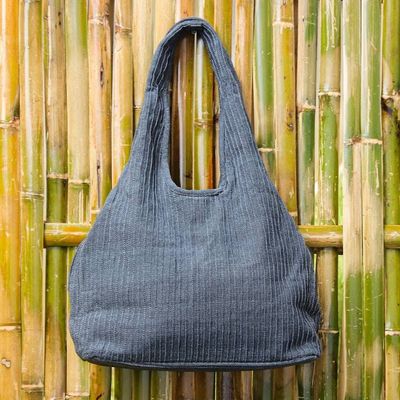 Alternate image for 100 Cotton Textured Shoulder Bag in Taupe from Thailand Thai Texture in Taupe
