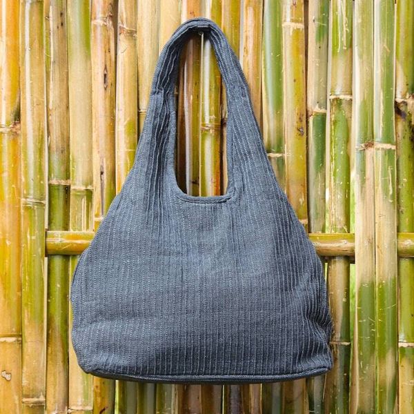 Alternate image for 100 Cotton Textured Shoulder Bag in Taupe from Thailand Thai Texture in Taupe