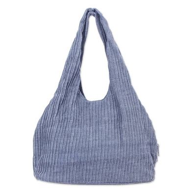 Alternate image for 100 Cotton Textured Shoulder Bag in Taupe from Thailand Thai Texture in Taupe