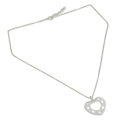 Alternate image for Sterling silver heart necklace Web of Love