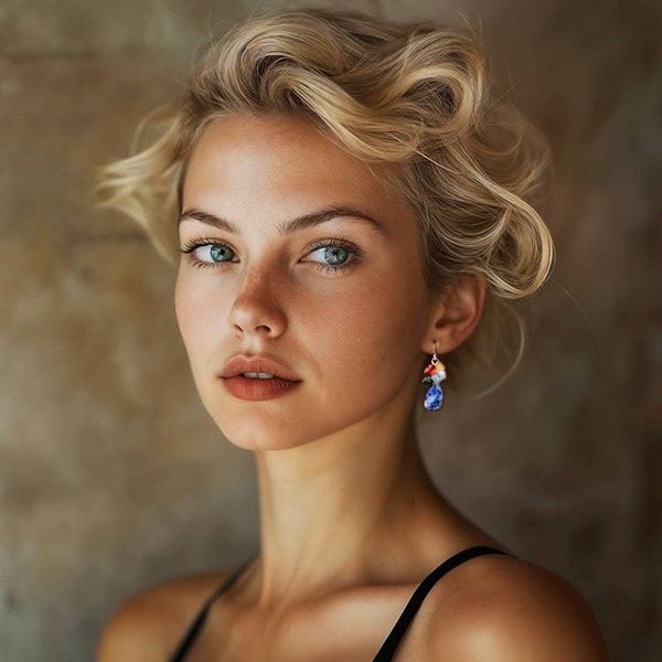 Alternate image for Artisan-Made Sodalite and Quartz Cluster Dangle Earrings Marvelous Blue