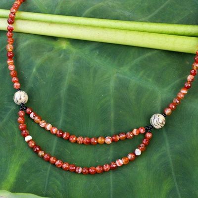 Alternate image for Onyx and Carnelian Strand Necklace Festivity