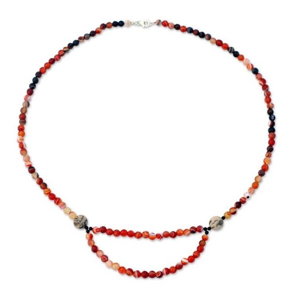 Alternate image for Onyx and Carnelian Strand Necklace Festivity