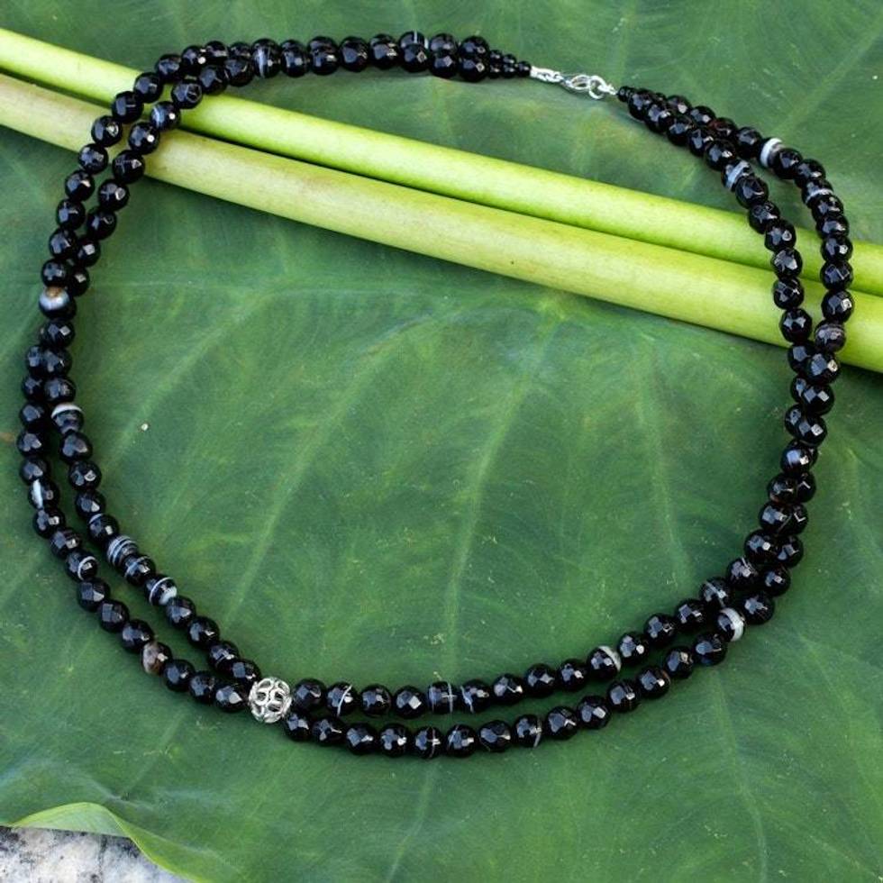 Unique Beaded Onyx Necklace 'Profound'