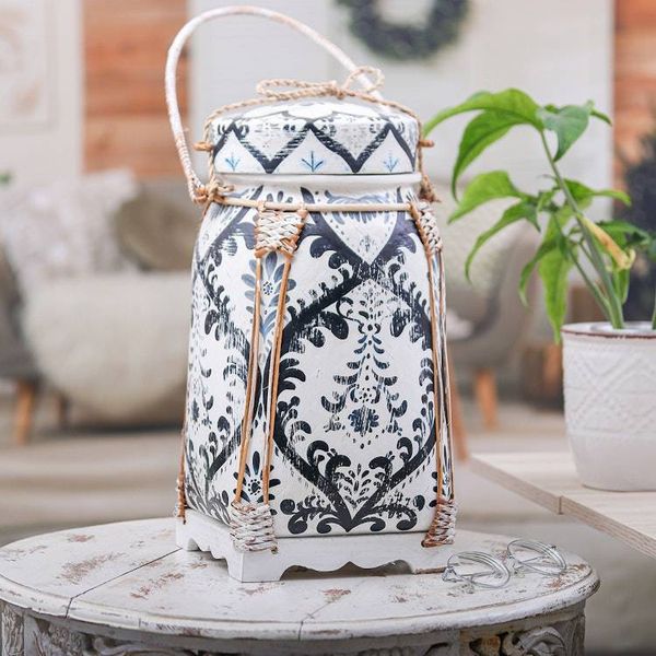 Alternate image for Traditional Thai Blue and White Decorative Jar Exotic Sky