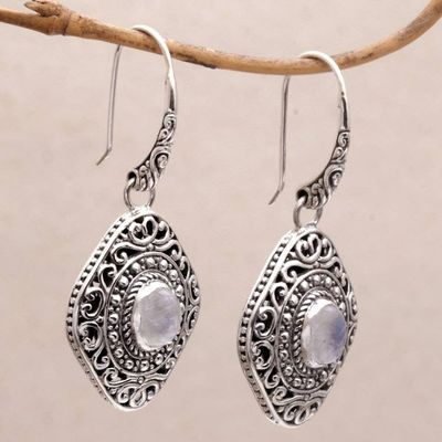 Alternate image for Rainbow Moonstone and Sterling Silver Dangle Earrings Truly Yours