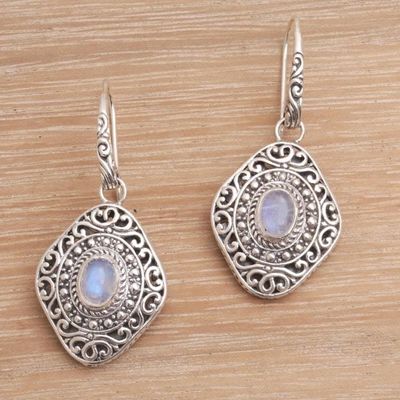 Alternate image for Rainbow Moonstone and Sterling Silver Dangle Earrings Truly Yours