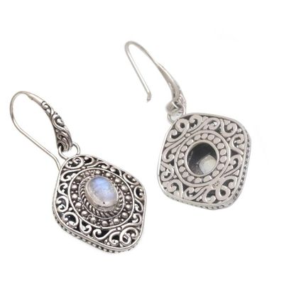 Alternate image for Rainbow Moonstone and Sterling Silver Dangle Earrings Truly Yours