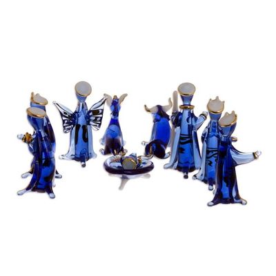 Alternate image for Blue Gilded Glass Nativity Scene from Peru 10 Piece Blue Festivity