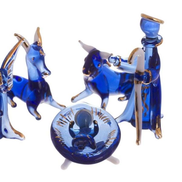 Alternate image for Blue Gilded Glass Nativity Scene from Peru 10 Piece Blue Festivity