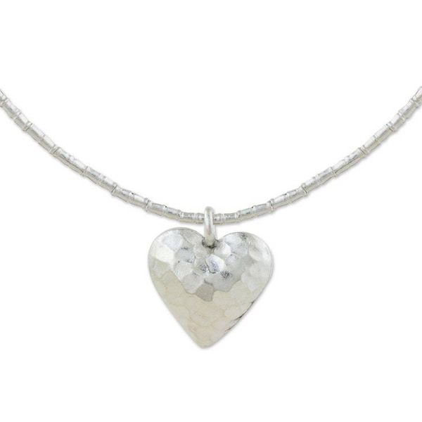Alternate image for Handcrafted Heart Shaped 950 Silver Pendant Necklace Heartbeat