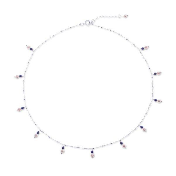 Alternate image for Silver Charm Necklace with Lapis Lazuli and Cultured Pearls Celestial Luster