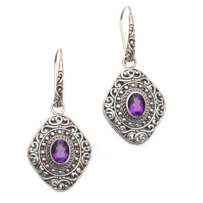 Alternate image for Amethyst and Sterling Silver Dangle Earrings from Bali Truly Yours