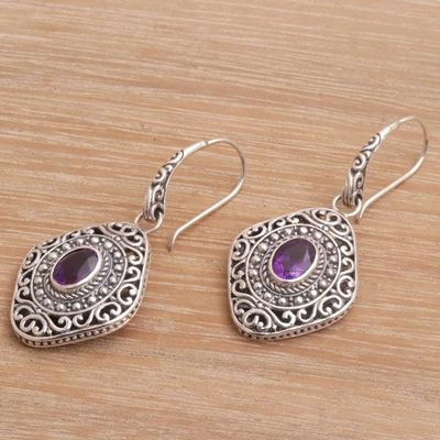 Alternate image for Amethyst and Sterling Silver Dangle Earrings from Bali Truly Yours