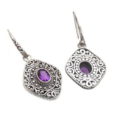 Alternate image for Amethyst and Sterling Silver Dangle Earrings from Bali Truly Yours