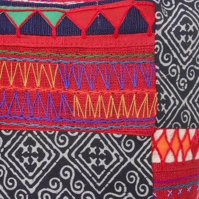 Alternate image for Red and Black and White Patchwork Cotton Blend Shoulder Bag Patchwork Perfection
