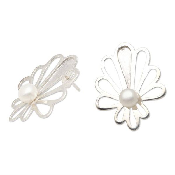 Alternate image for Artisan Crafted Cultured Pearl Drop Earrings Peacock and Pearl