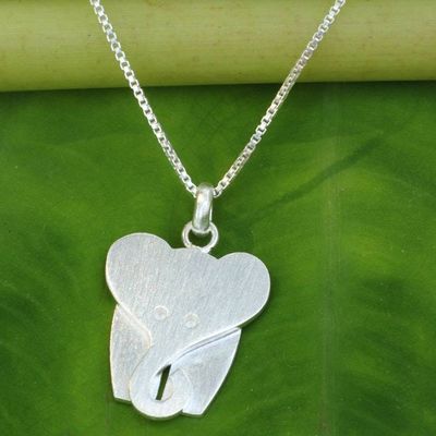 Alternate image for Thai Fair Trade Sterling Silver Pendant Necklace Loyal Elephant