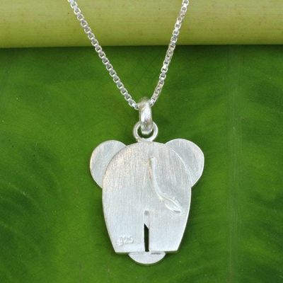 Alternate image for Thai Fair Trade Sterling Silver Pendant Necklace Loyal Elephant