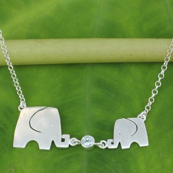 Alternate image for Elephant Family Sterling Silver Pendant Necklace Family Love