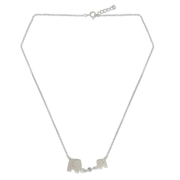 Alternate image for Elephant Family Sterling Silver Pendant Necklace Family Love
