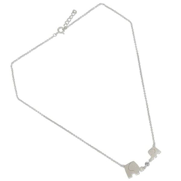 Alternate image for Elephant Family Sterling Silver Pendant Necklace Family Love