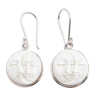 Alternate image for Sun and Moon-Themed Sterling Silver Round Dangle Earrings Lunar Romance