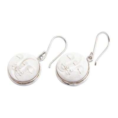 Alternate image for Sun and Moon-Themed Sterling Silver Round Dangle Earrings Lunar Romance