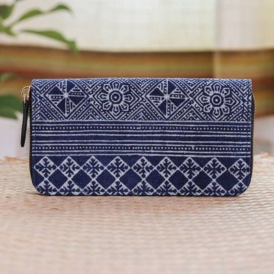 Primary image for Blue Cotton Wallet from Thailand Long Hmong