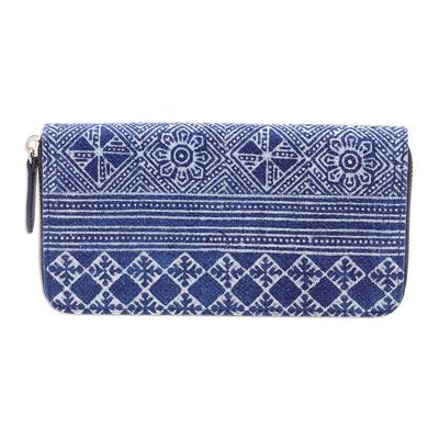 Alternate image for Blue Cotton Wallet from Thailand Long Hmong