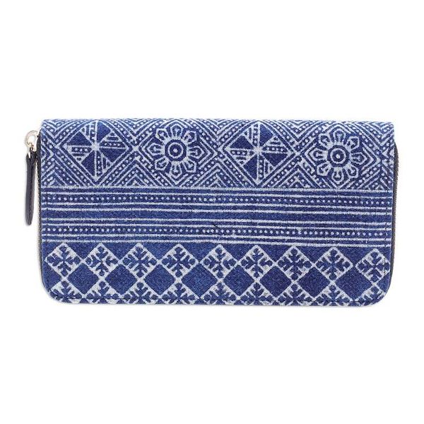 Alternate image for Blue Cotton Wallet from Thailand Long Hmong
