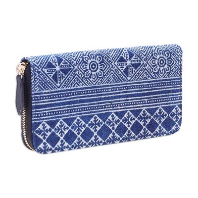 Alternate image for Blue Cotton Wallet from Thailand Long Hmong