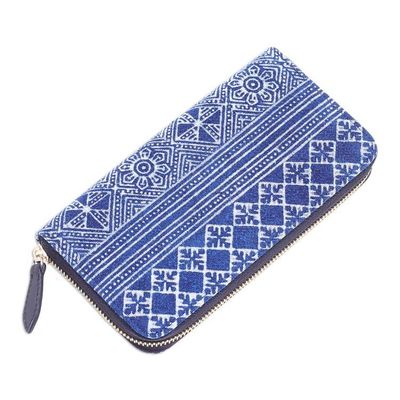 Alternate image for Blue Cotton Wallet from Thailand Long Hmong