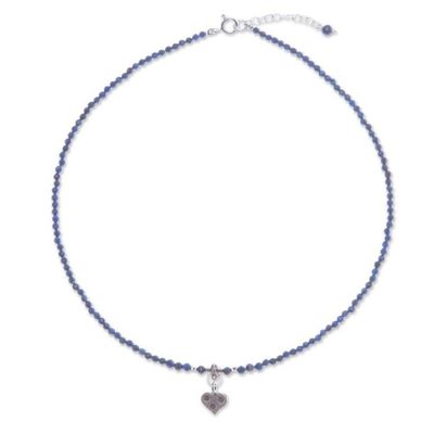Alternate image for Lapis Lazuli Heart-Motif Pendant Necklace Lonely Hearts