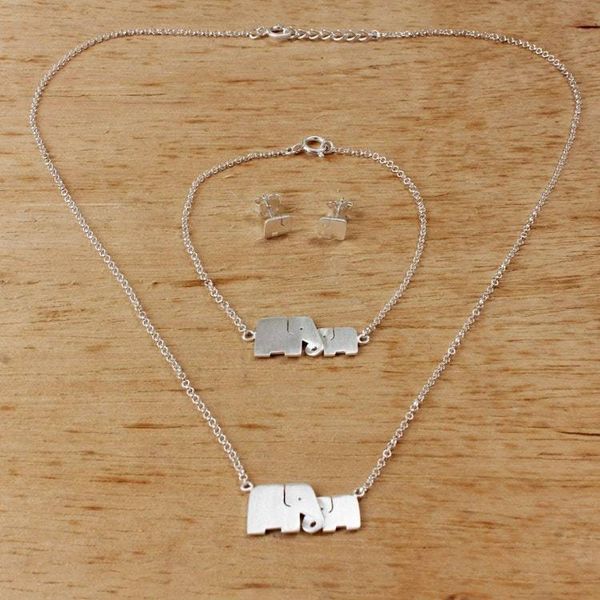 Alternate image for Sterling Silver Jewelry Set Elephants from Thailand Lovely Elephants