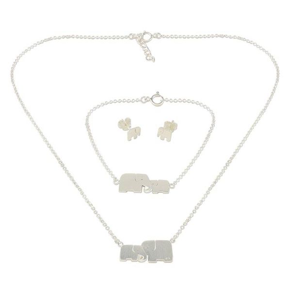 Alternate image for Sterling Silver Jewelry Set Elephants from Thailand Lovely Elephants
