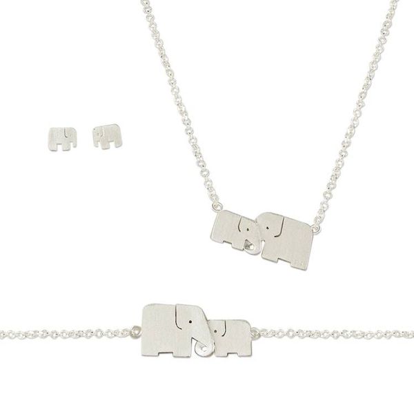Alternate image for Sterling Silver Jewelry Set Elephants from Thailand Lovely Elephants