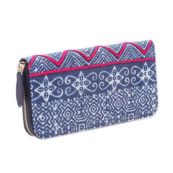 Alternate image for Artisan Crafted Long Cotton Wallet Bright Wave
