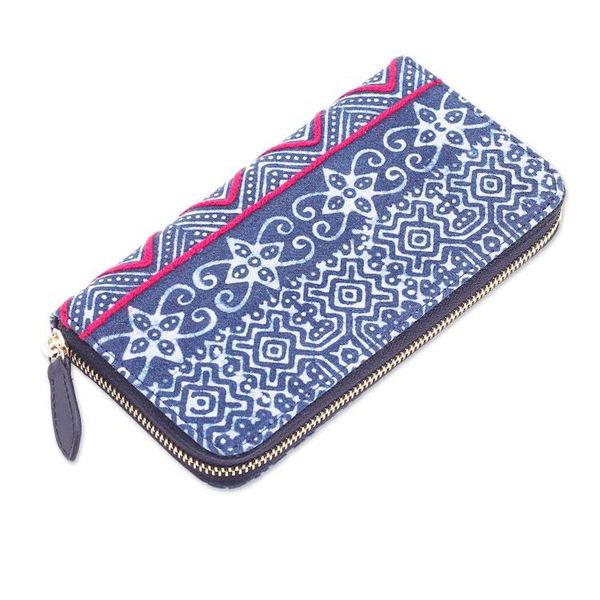 Alternate image for Artisan Crafted Long Cotton Wallet Bright Wave