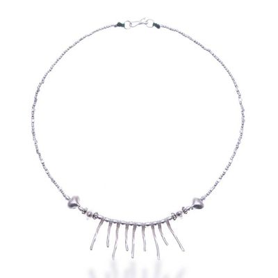 Alternate image for Silver Beaded Choker Pendant Necklace with Heart Accents Breathtaking Look