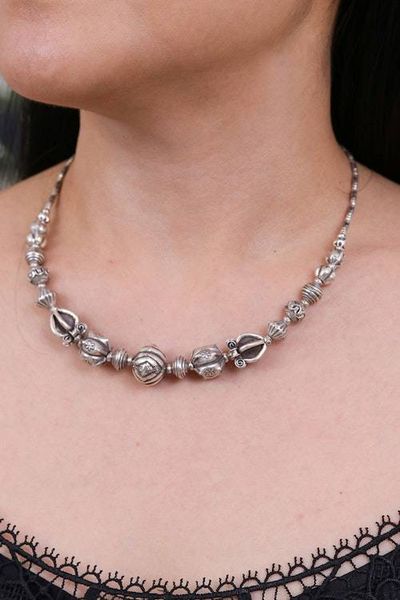 Alternate image for Bohemian Thai Hill Tribe Silver Beaded Pendant Necklace Hill Tribe Majesty