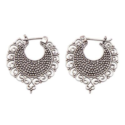 Alternate image for Traditional Sterling Silver Hoop Earrings from Bali Gianyar Majesty
